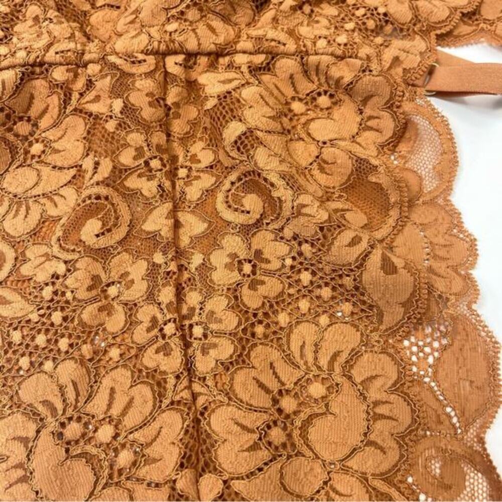 We Are HAH Free People Cut To‎ The Chase Lace Bodysuit in Brown Sugar - Picture 12 of 14